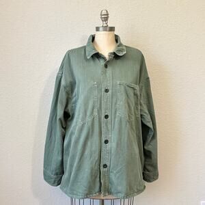 MADEWELL Denim Chore Jacket Sage Green Button Front Shacket Utility